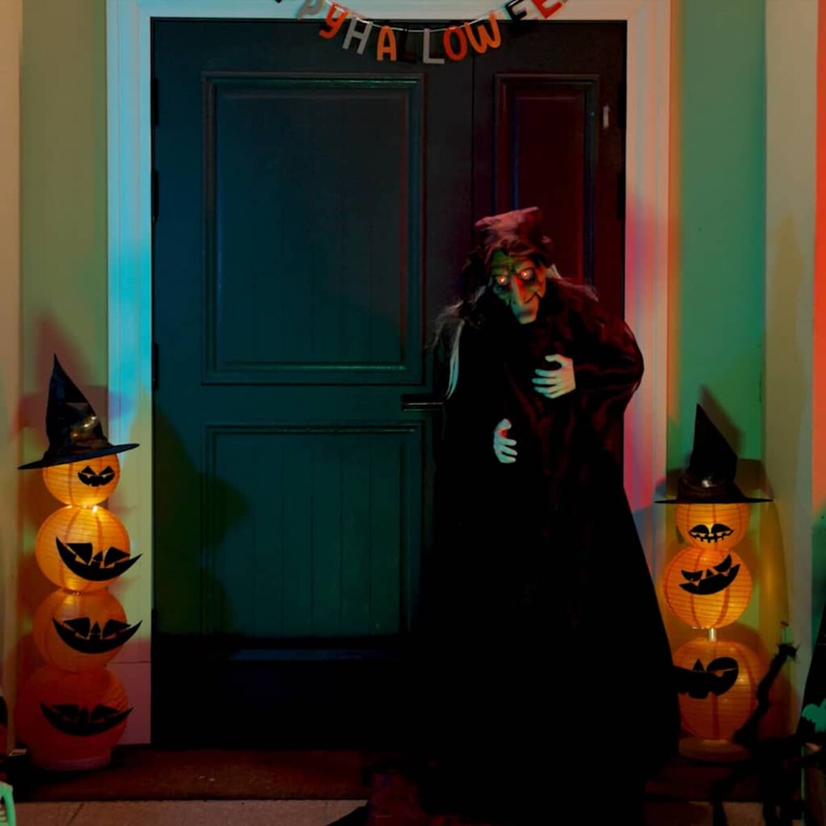 vidaXL Rozmawiająca Czarownica na Halloween Fioletowy 216 x 125 cm