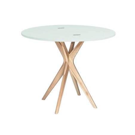 Stół półokrągły CUTTI 100x100 rozkładany miętowy/jesion