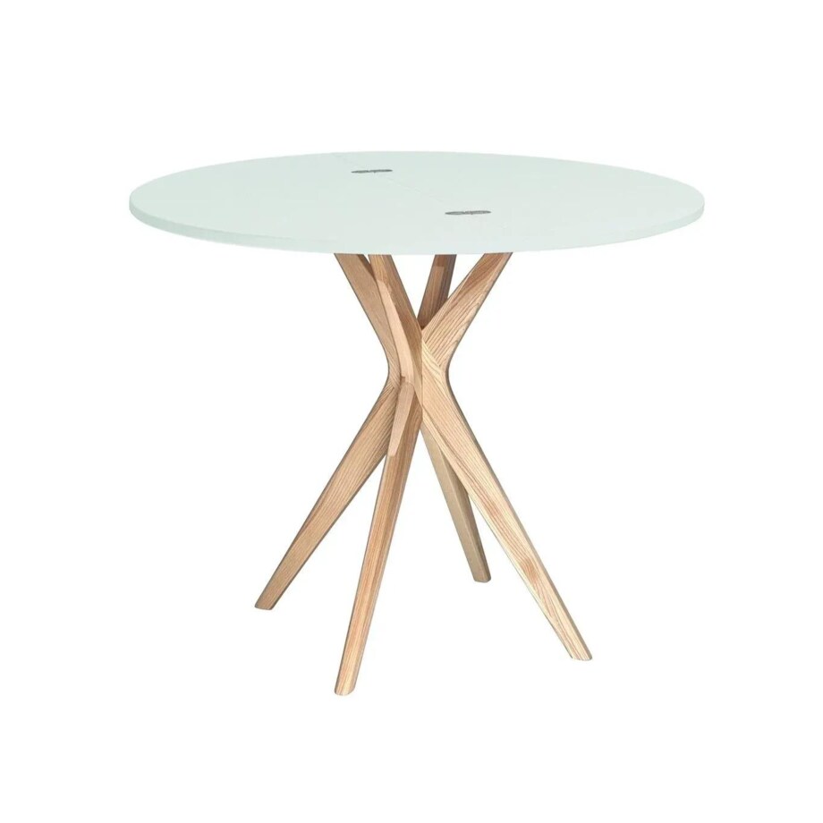 Stół półokrągły CUTTI 100x100 rozkładany miętowy/jesion