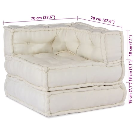 vidaXL Modułowa sofa w kolorze kremowym, 70x70x54, tkanina