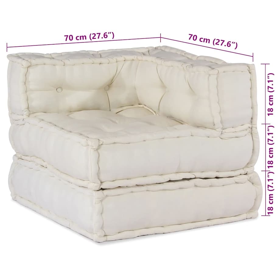 vidaXL Modułowa sofa w kolorze kremowym, 70x70x54, tkanina