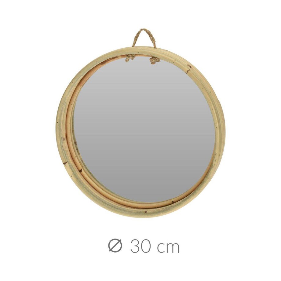 Okrągłe lustro dekoracyjne z rattanową ramką, Ø 30 cm