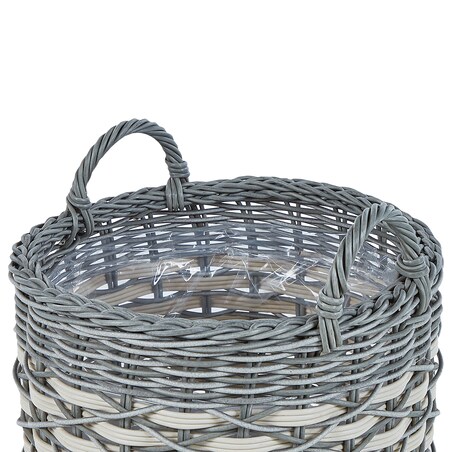 Zestaw 3 koszy na kwiaty GEFIRA 31/39/49 cm Szary Technorattan