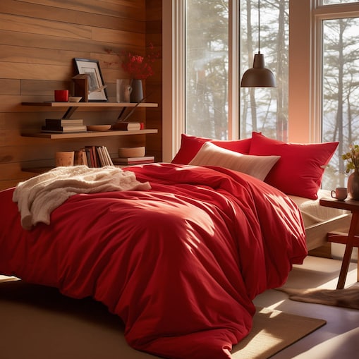 Pościel satyna bawełniana 180x200 kolor czerwony