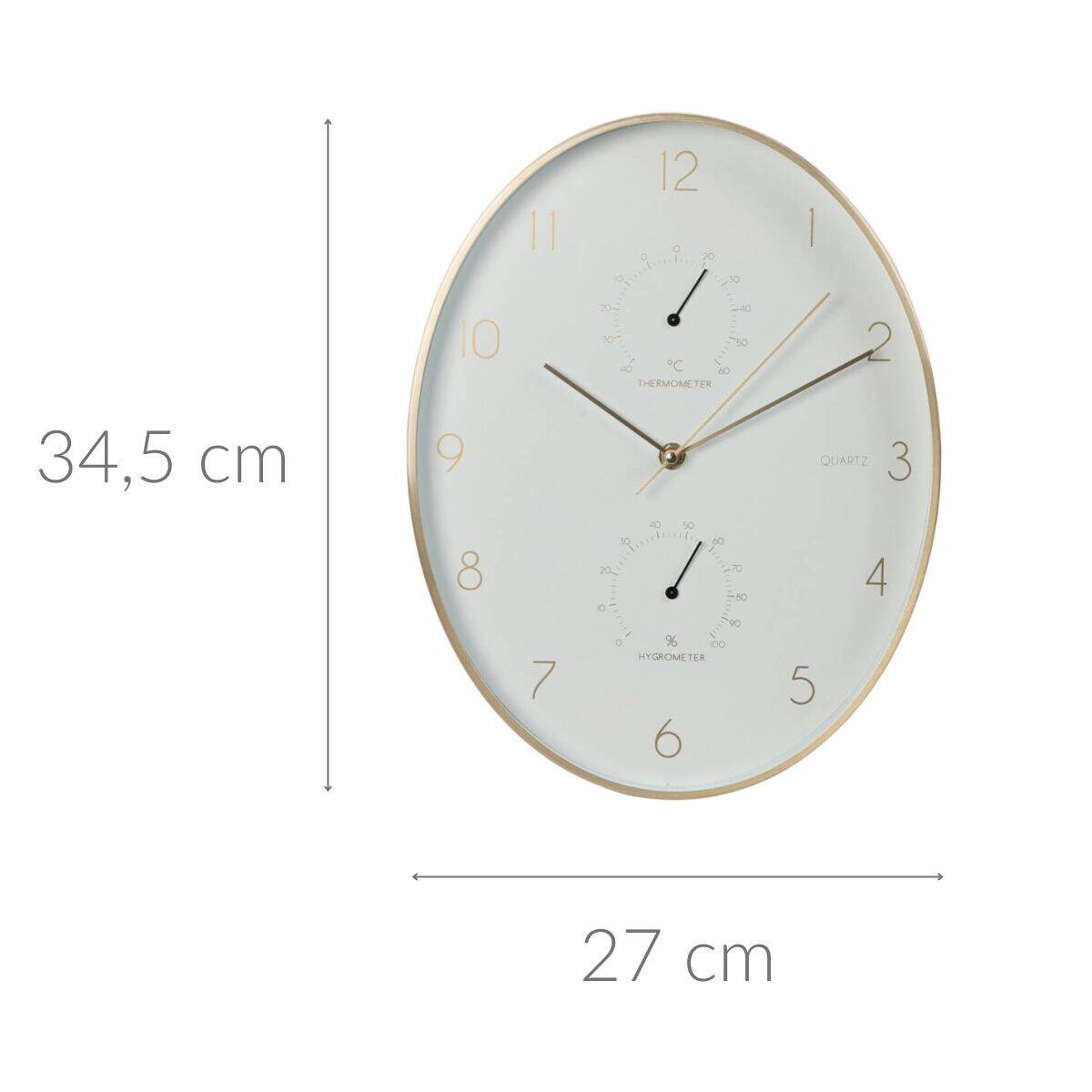 Zegar ścienny Alu z termometrem i higrometrem