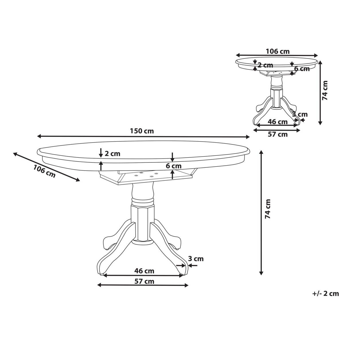 Stół do jadalni rozkładany 106/150 x 106 cm biały AKRON