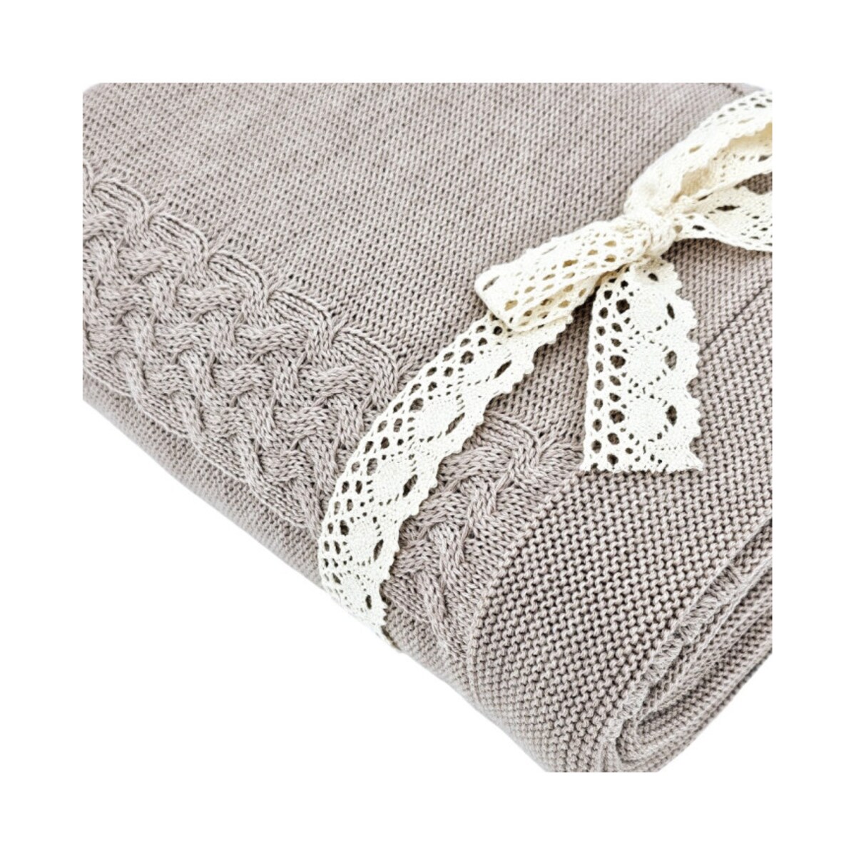 Koc dzianinowy z wełny MERINO 150x200 cm – FLORENCE NUDE