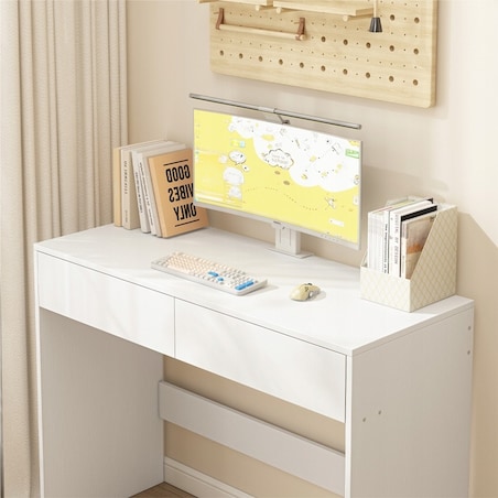 Biurko komputerowe białe nowoczesne z 2 szufladami loft stół toaletka 100cm