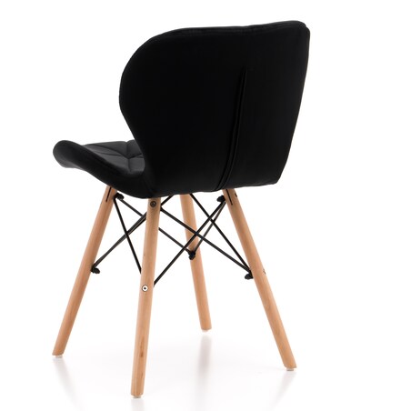Krzesło tapicerowane skandynawskie welurowe pikowane do salonu jadalni DURO czarny welur