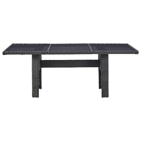 vidaXL Stół ogrodowy, czarny, 200x100x74 cm, szkło i rattan PE