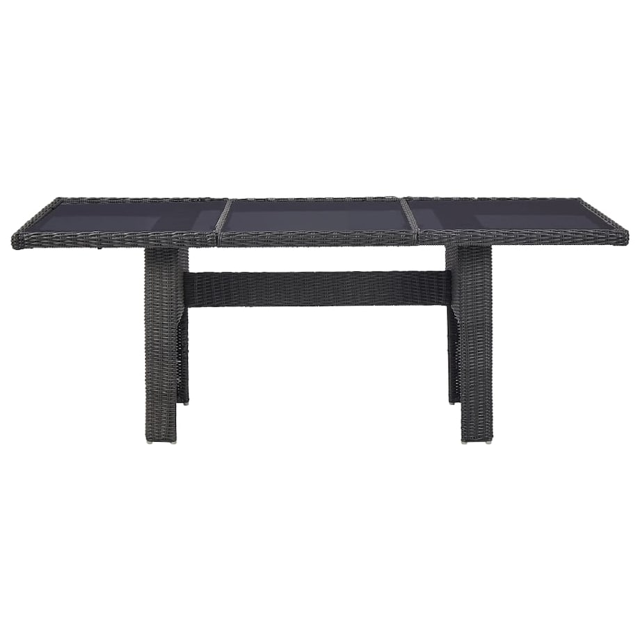 vidaXL Stół ogrodowy, czarny, 200x100x74 cm, szkło i rattan PE