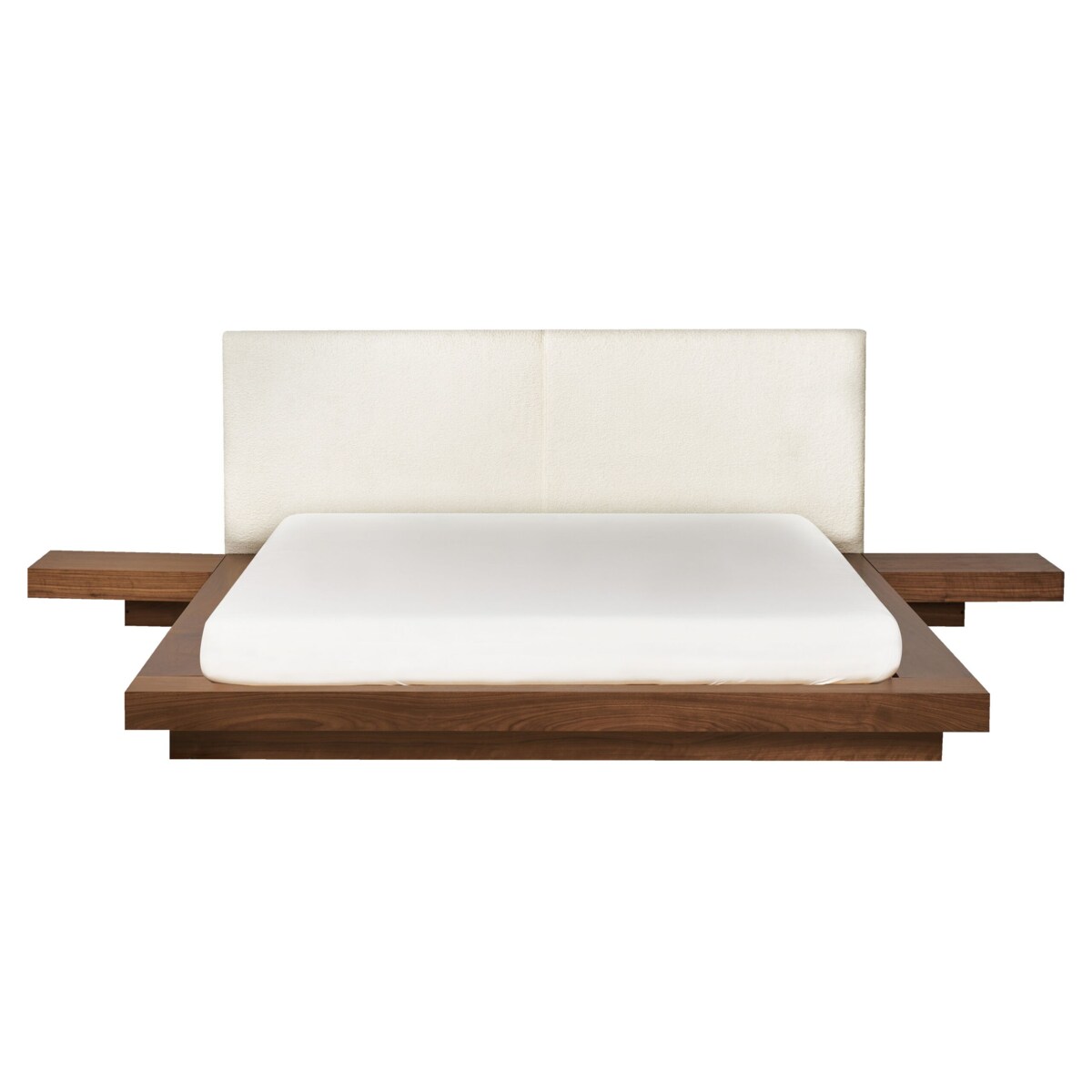 Łóżko z zagłówkiem boucle 160 x 200 cm brązowe ZEN