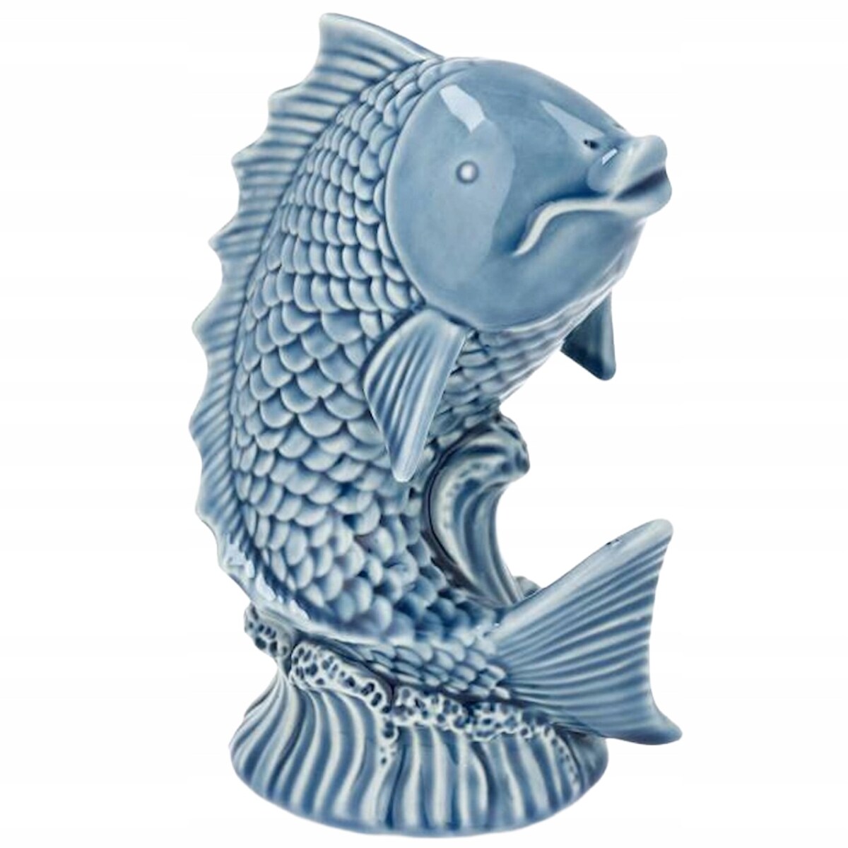 FIGURKA RYBA MARYNISTYKA RAFA KORALOWA CERAMICZNA NIEBIESKA OZDOBA BIAŁA