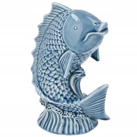 FIGURKA RYBA MARYNISTYKA RAFA KORALOWA CERAMICZNA NIEBIESKA OZDOBA BIAŁA