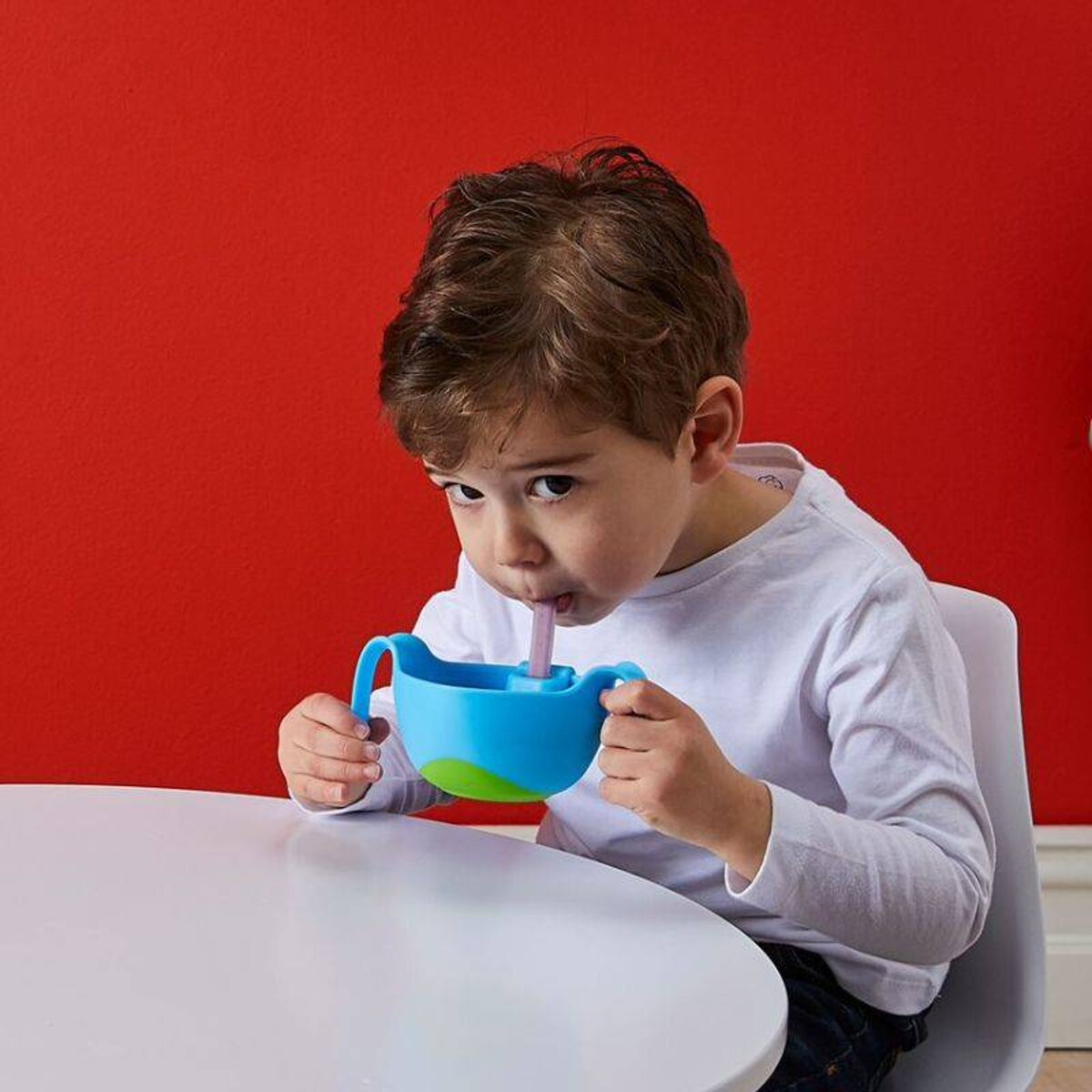 Miseczka ze słomką dla dziecka, Strawberry Shake, b.box