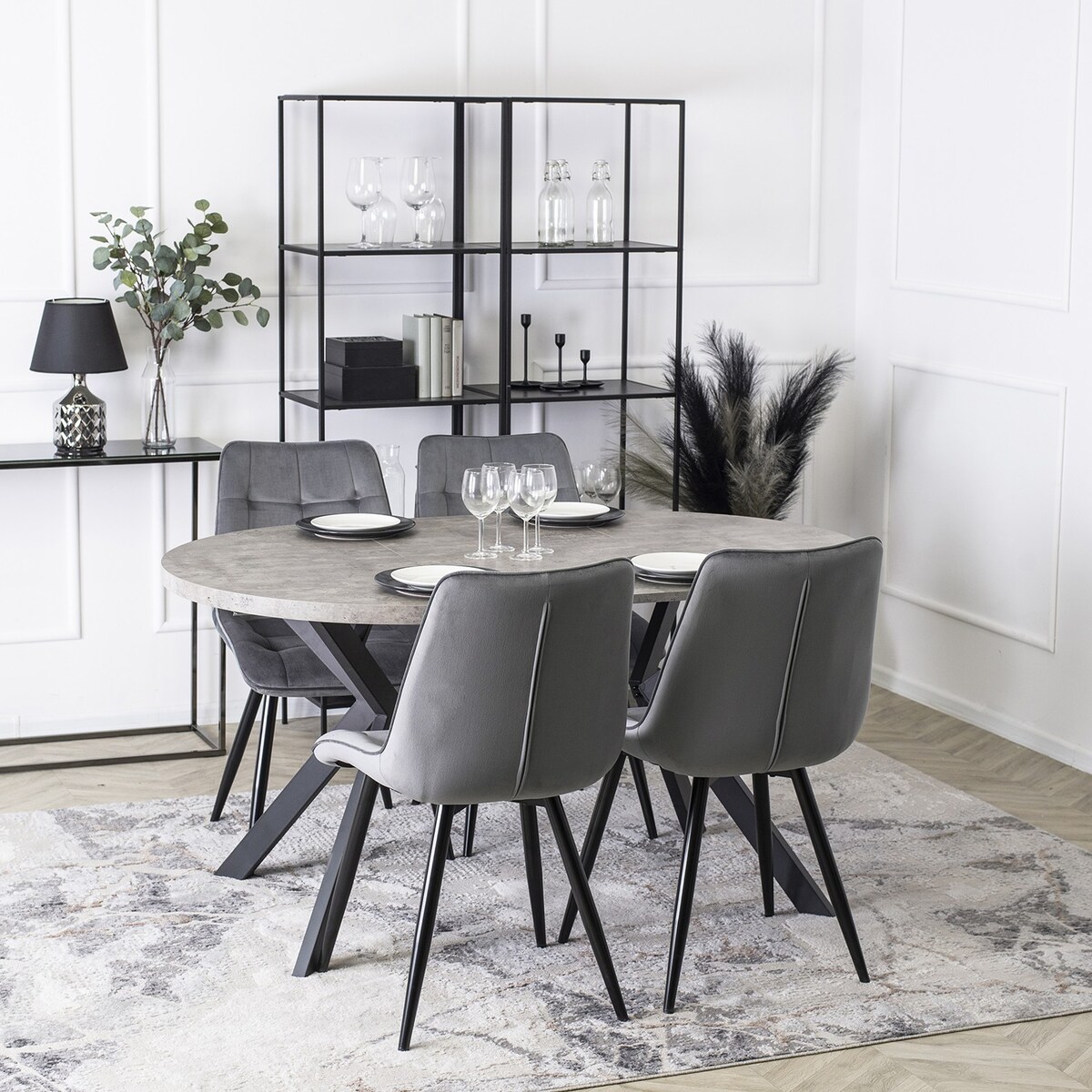 Krzesło Tapicerowane Welurowe Do Salonu Jadalni Loft Velvet Szare RIO