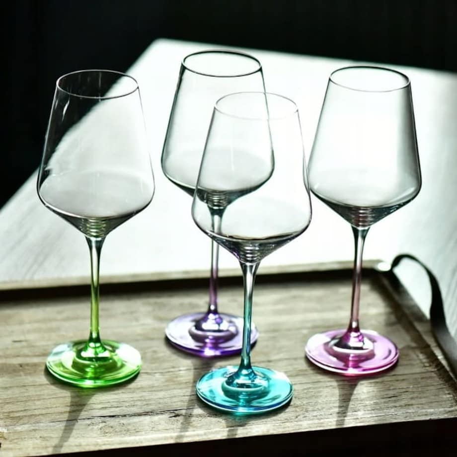 Kolorowe Kieliszki do Wina Avant-Garde Deco Krosno 4 szt 450 ml Uniwersalne