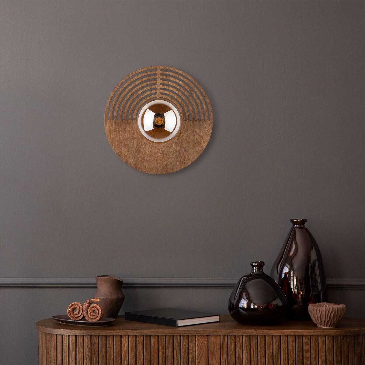 Kinkiet TK Lighting LUNAR WOOD 300 30 cm dąb/biały, lampa ścienna G9 do salonu i sypialni