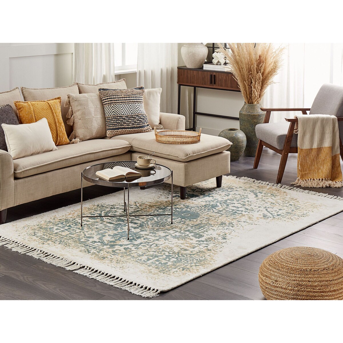 Dywan z wiskozy 140 x 200 cm beżowo-zielony BOYALI