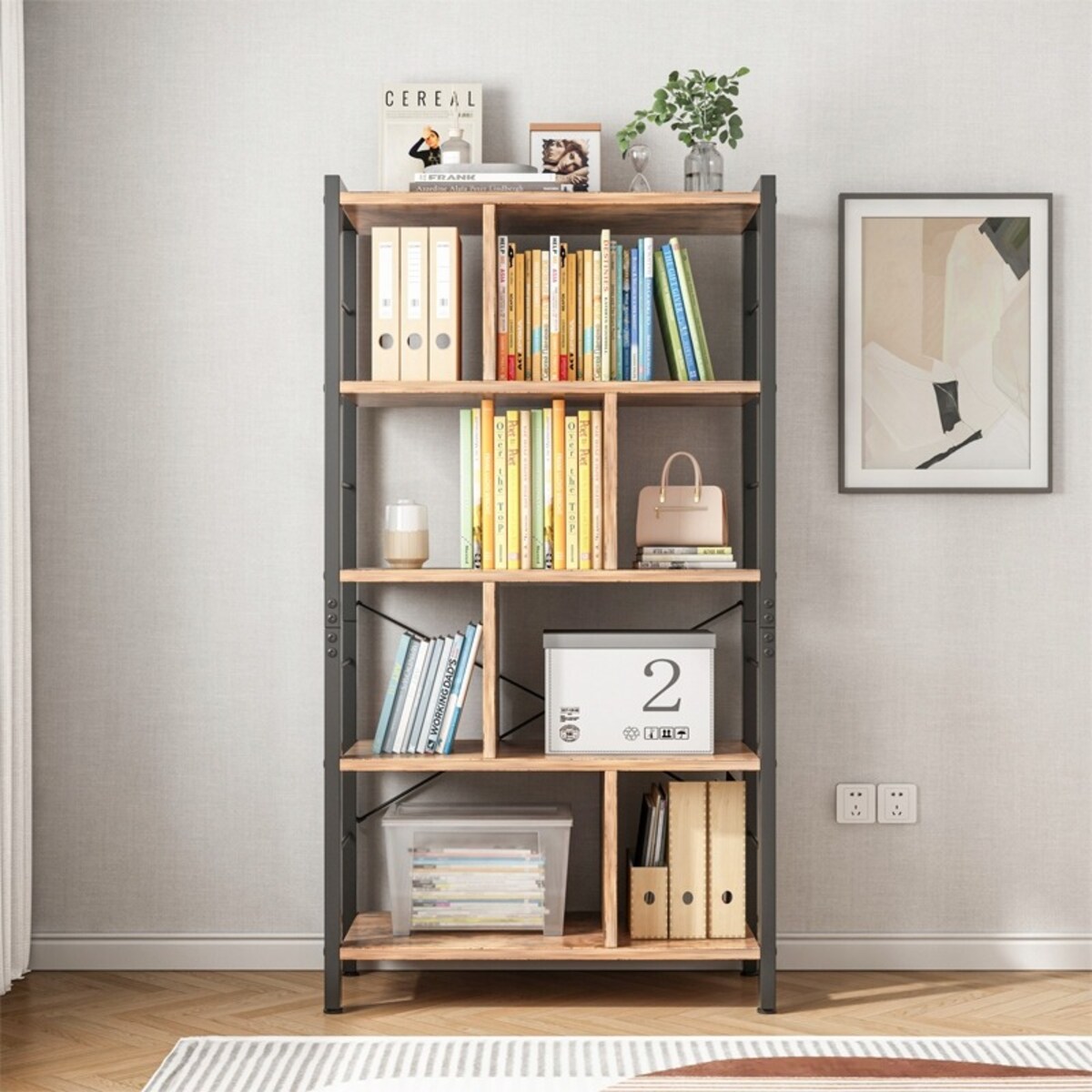 Regał Szafka Na Książki Kwiaty Drabinkowy Rustykalny Brąz Loft 154,5 Cm