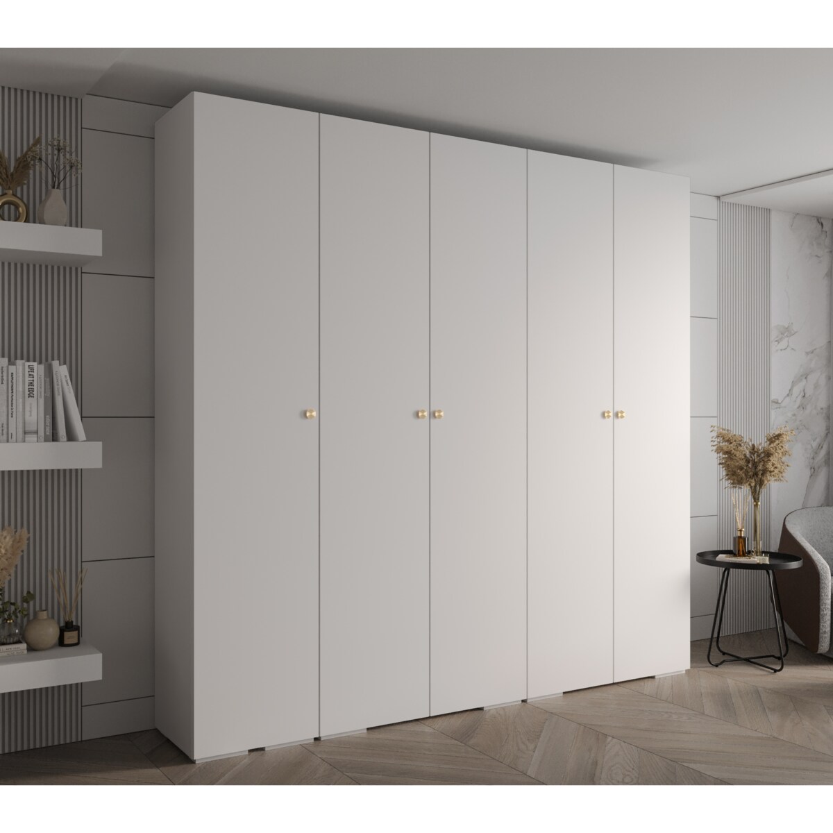 Szafa ubraniowa Garderoba INOVA 2 2,5SZ Biały+Złoty