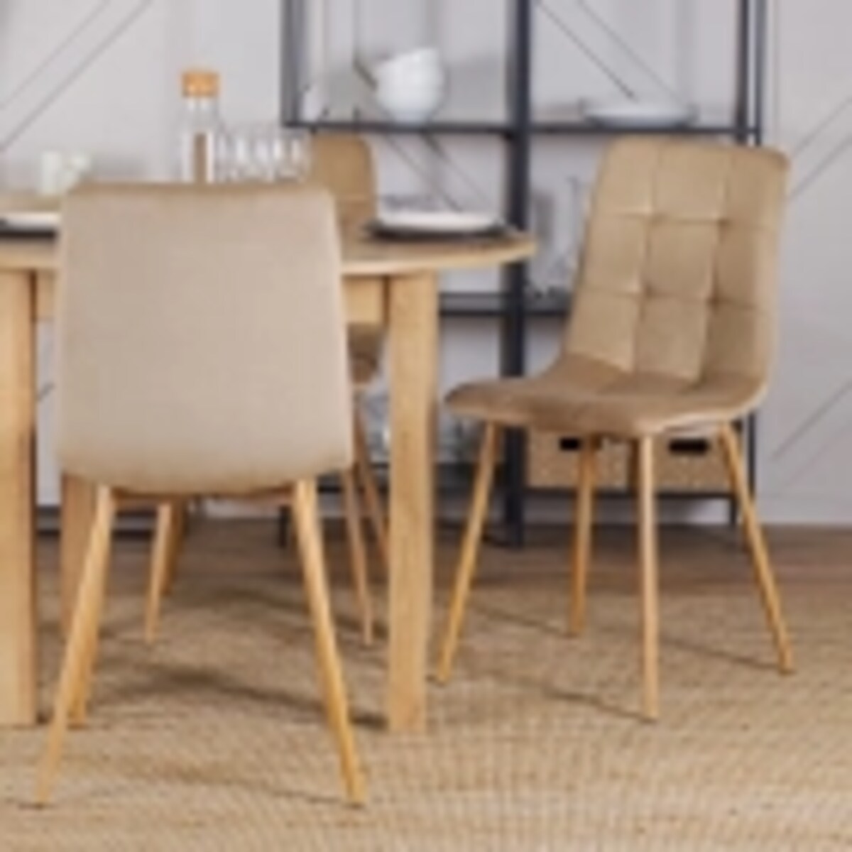 Krzesło Tapicerowane Skandynawskie Welurowe Jadalni Salon Loft Beżowe FREDY