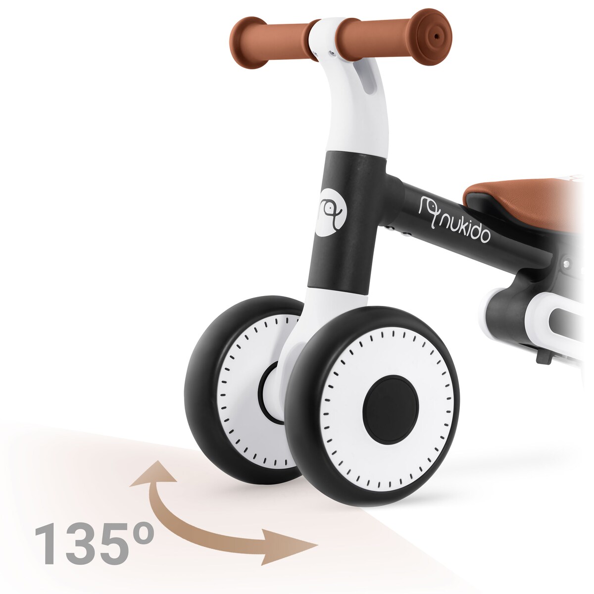 Rowerek biegowy trójkołowy Nukido jeździk dla dzieci czarno-brązowy 760300