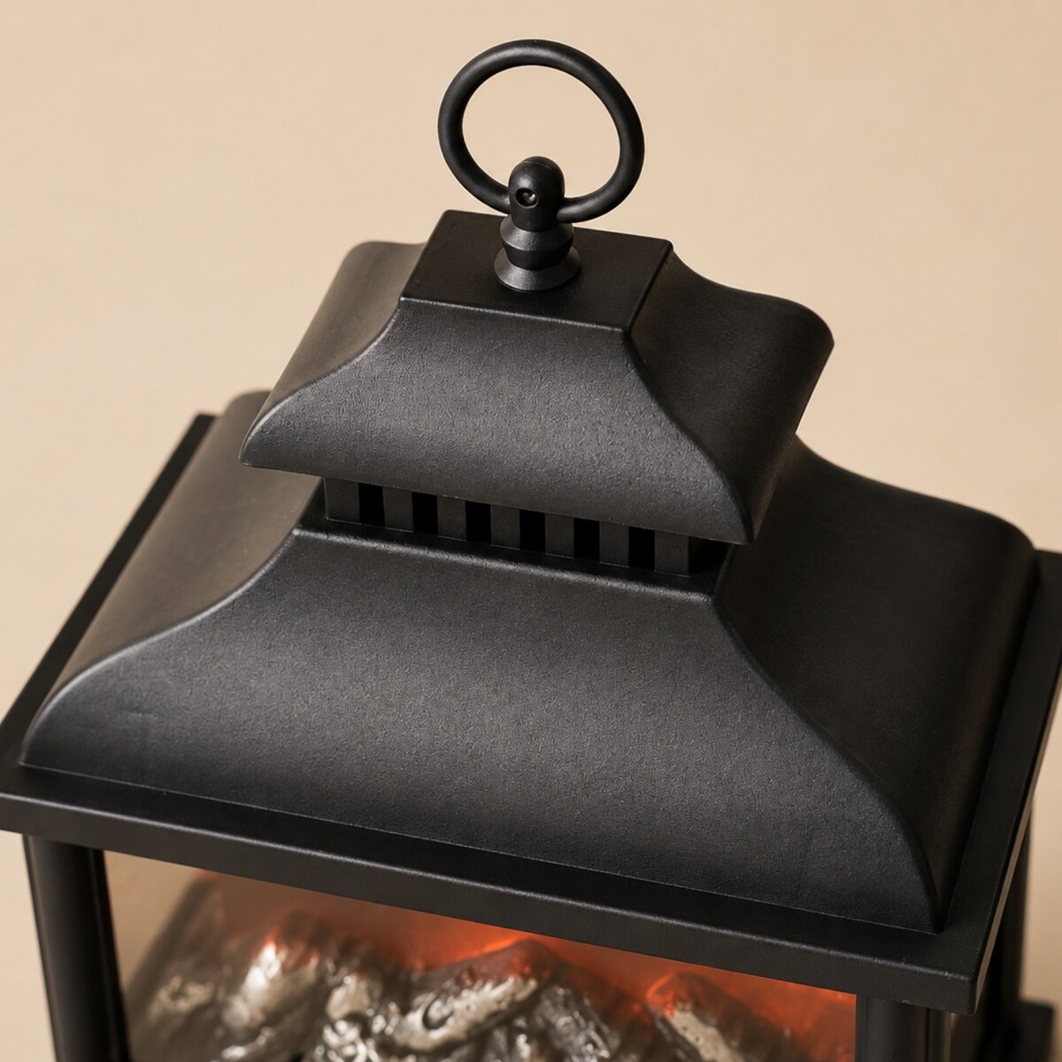 Lampion kominkowy LED, 13,5 x 25,5 x 37 cm, kolor czarny, tworzywo sztuczne