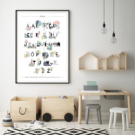 Plakat dla dzieci Alfabet pastelowy 20x30