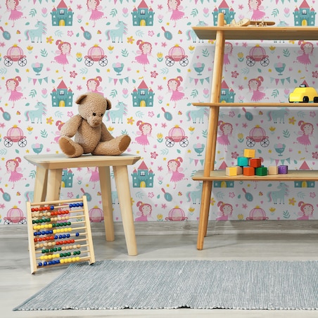 Tapeta Dla Dziewczynki Jednorożce WRÓŻKI Zamki Kwiatki