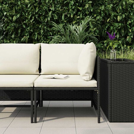 vidaXL Narożna sofa modułowa z poduszką, polirattan, czarna