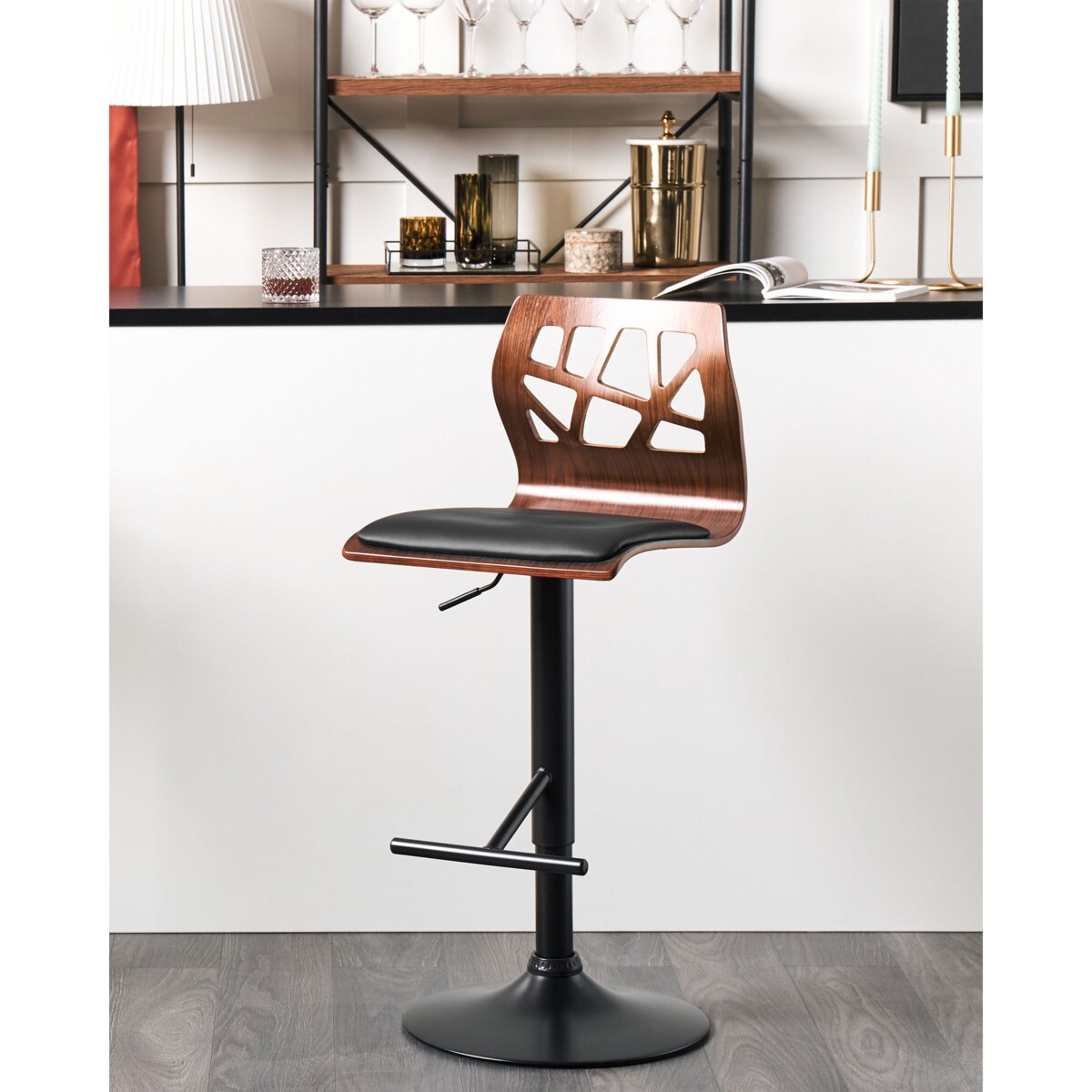 Zestaw 2 krzeseł barowych PETERSBURG Ekoskóra Obrotowy Czarny