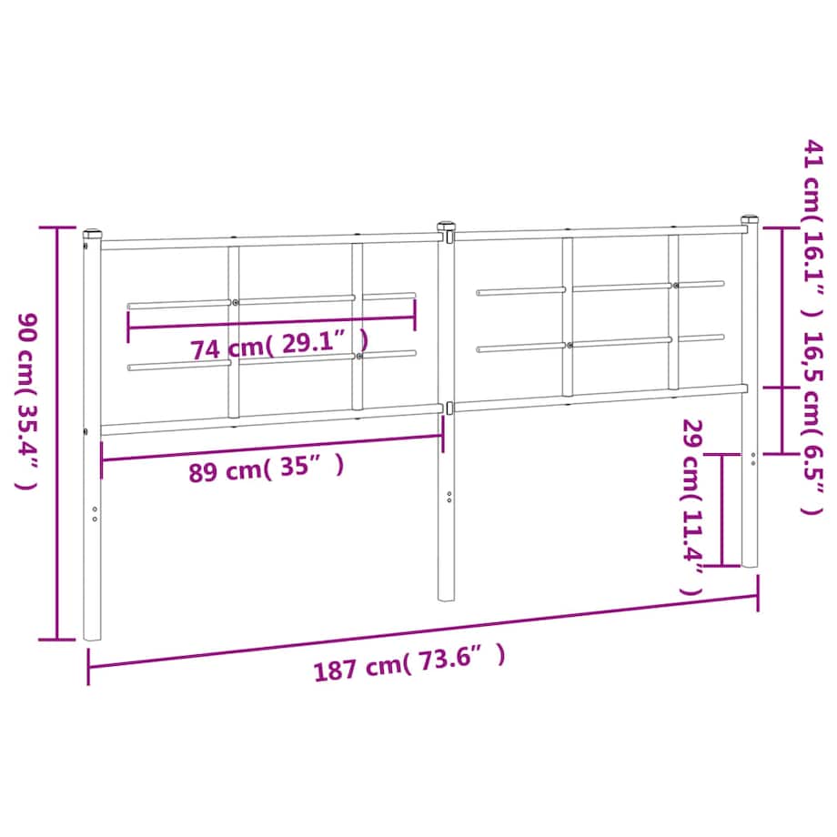 vidaXL Metalowe wezgłowie, czarne, 180 cm