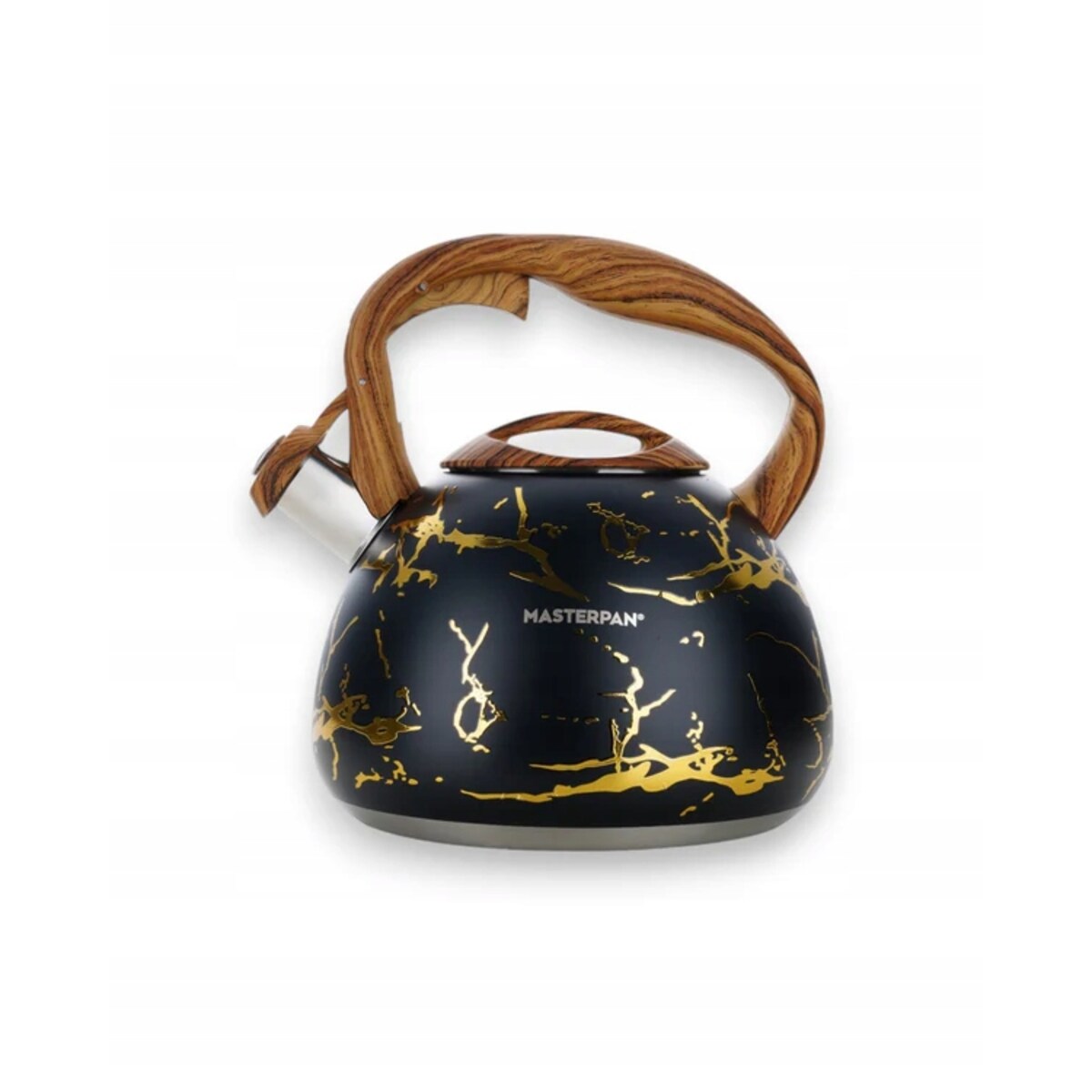 Czajnik Gazowy 2.8L Z Gwizdkiem Czarny Z Drewnianą Rączką Indukcja Gaz