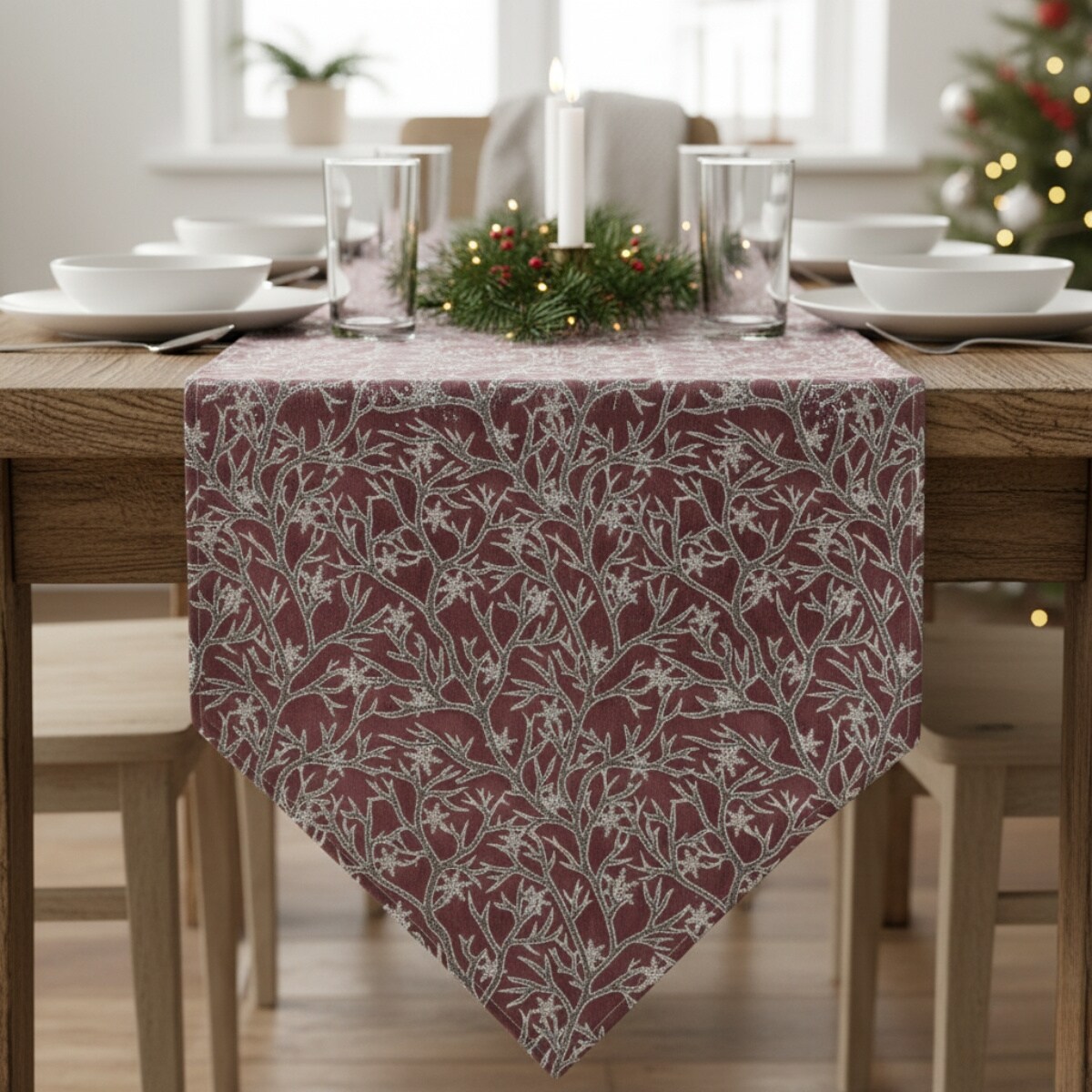 Świąteczny bieżnik na stół, renifery, 150 cm