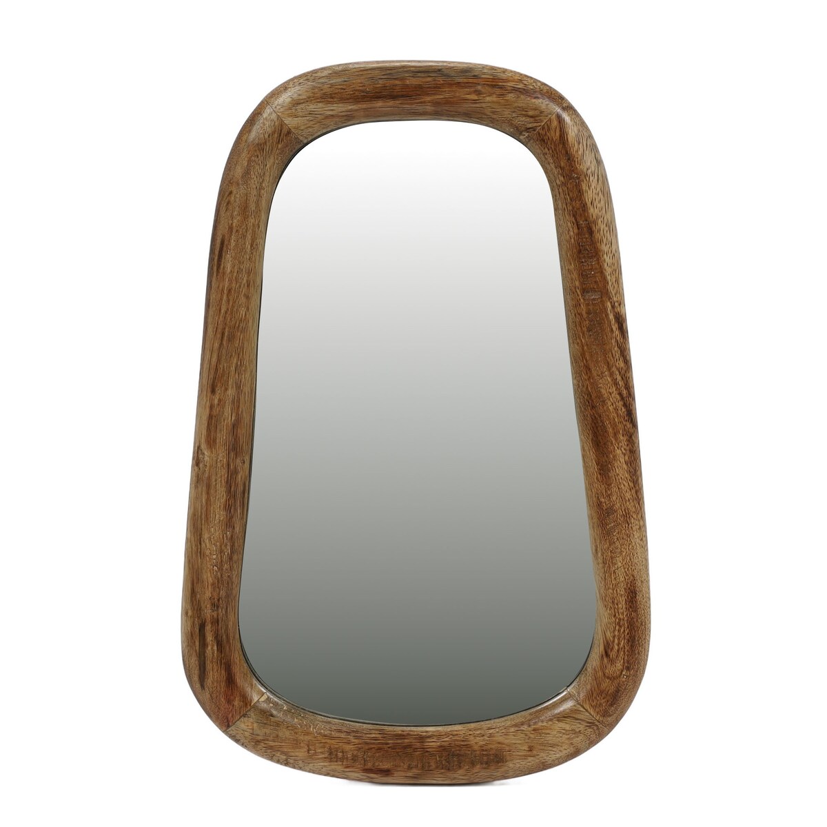 Małe owalne lustro w drewnianej ramie mango