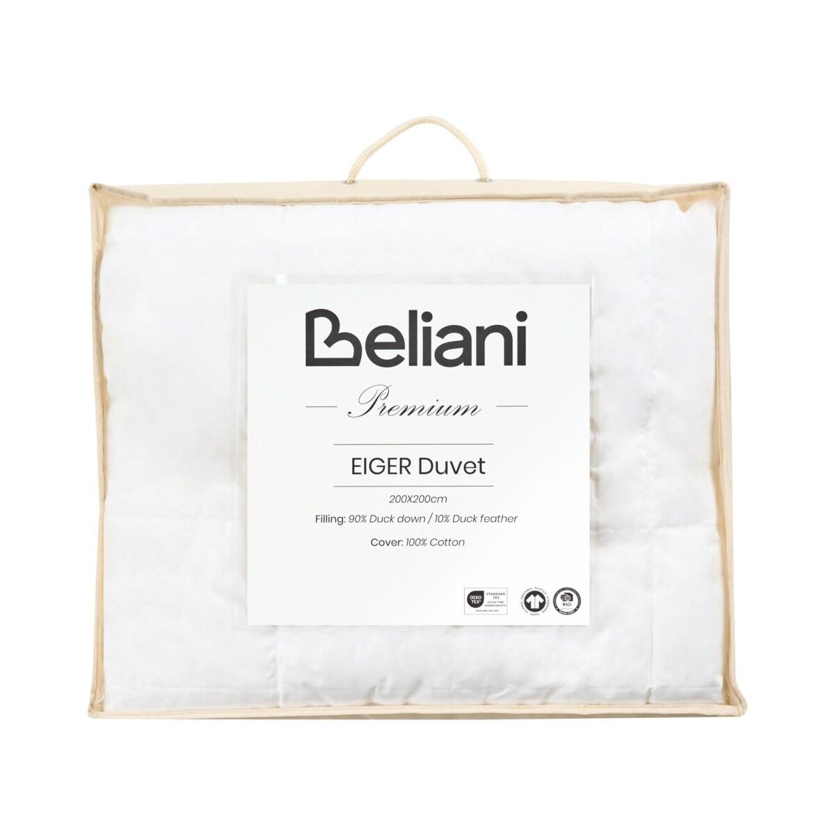 Kołdra ciepła EIGER Kacze pióra i puch 200 x 200 cm