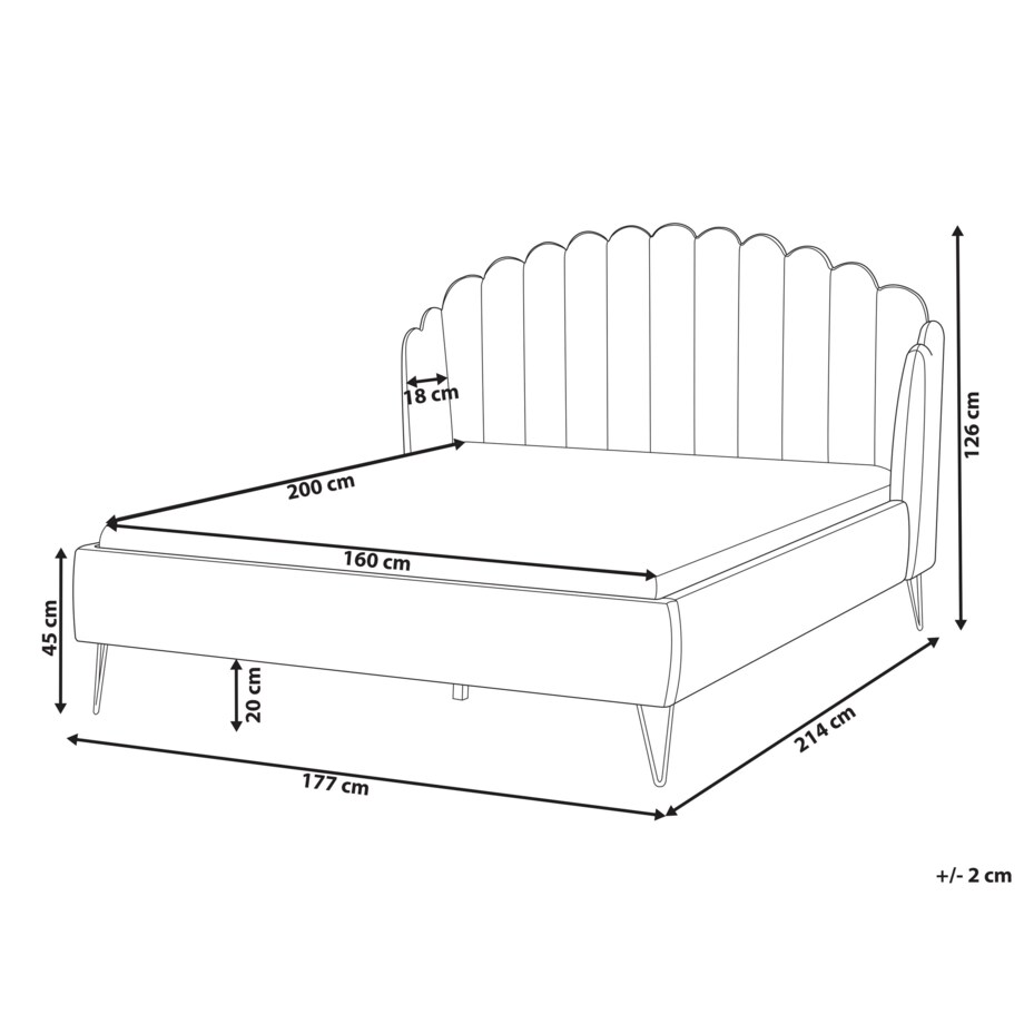 Łóżko welurowe 160 x 200 cm beżowe AMBILLOU
