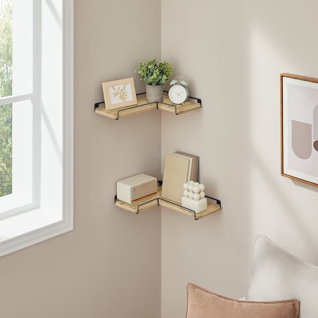 Półki 2 Szt nowoczesny styl, dąb artisan, czarny