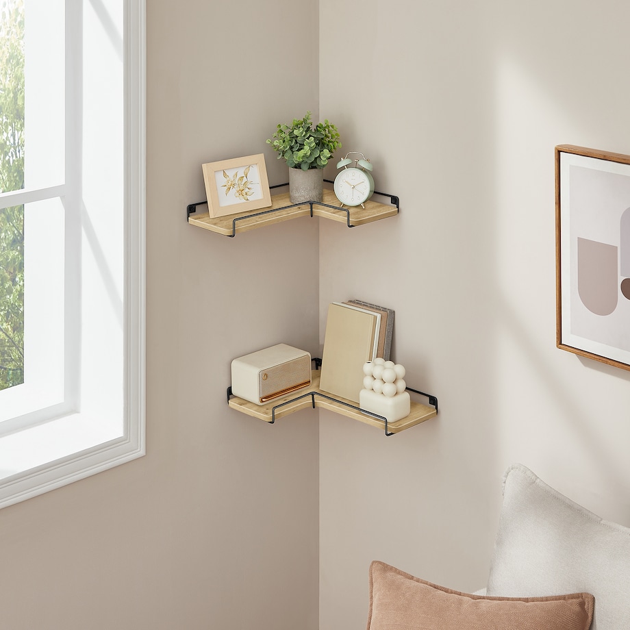 Półki 2 Szt nowoczesny styl, dąb artisan, czarny