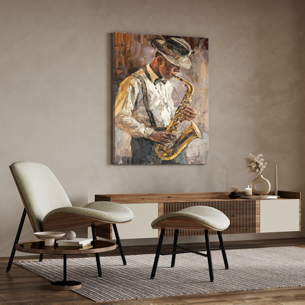 Obraz Na Płótnie Jazzman z saksofonem 80x120cm