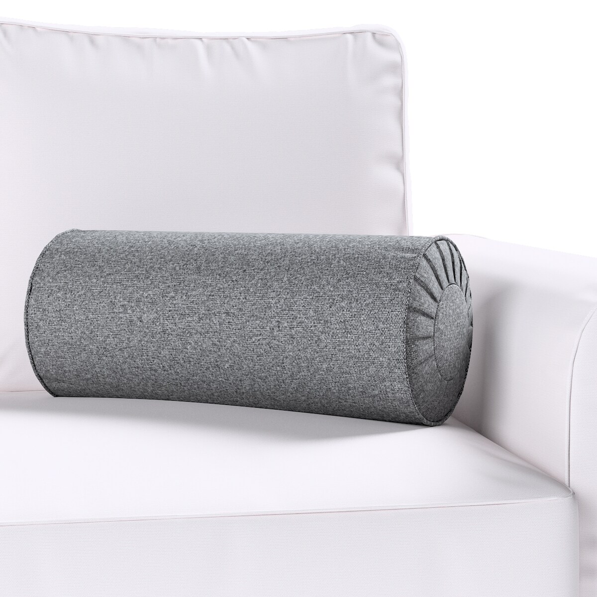 Poduszka wałek z zakładkami, ciemno szary melanż, Ø20 x 50 cm, Amsterdam