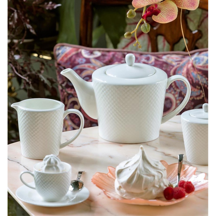 VILLA ITALIA Dzbanek do herbaty porcelanowy 1,3 litra BARI WHITE