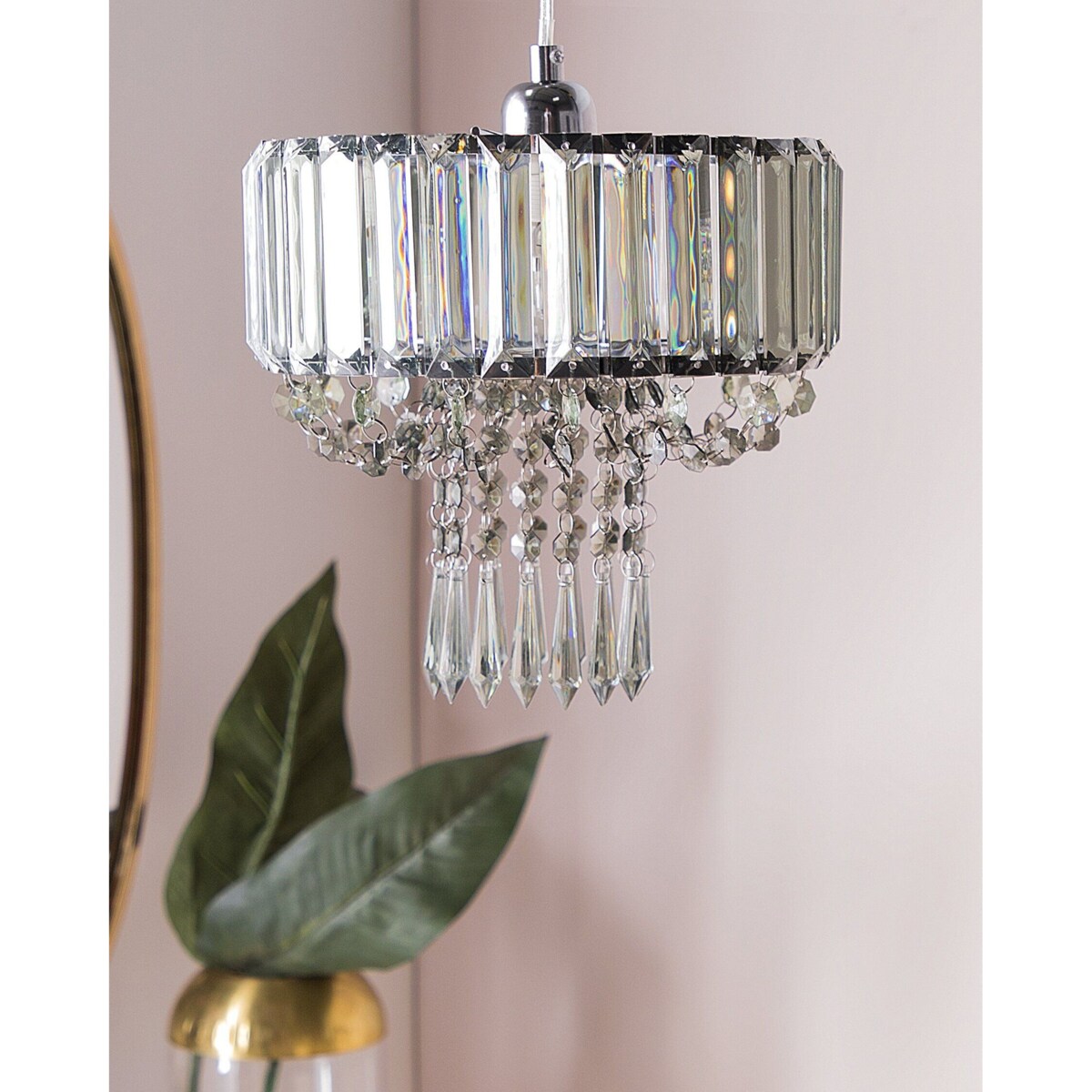 Żyrandol z akrylowymi kryształkami szary ADORN