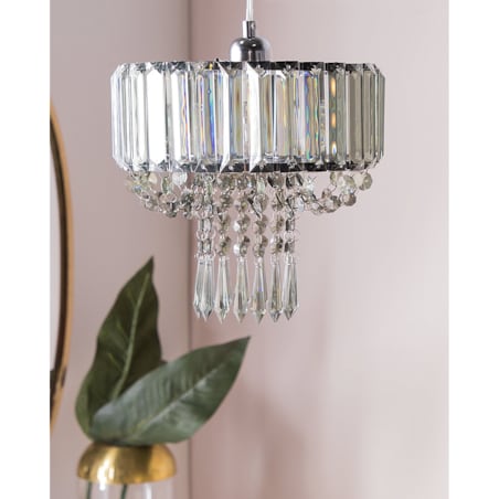 Żyrandol z akrylowymi kryształkami szary ADORN