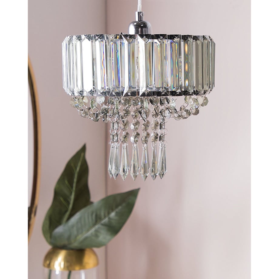 Żyrandol z akrylowymi kryształkami szary ADORN