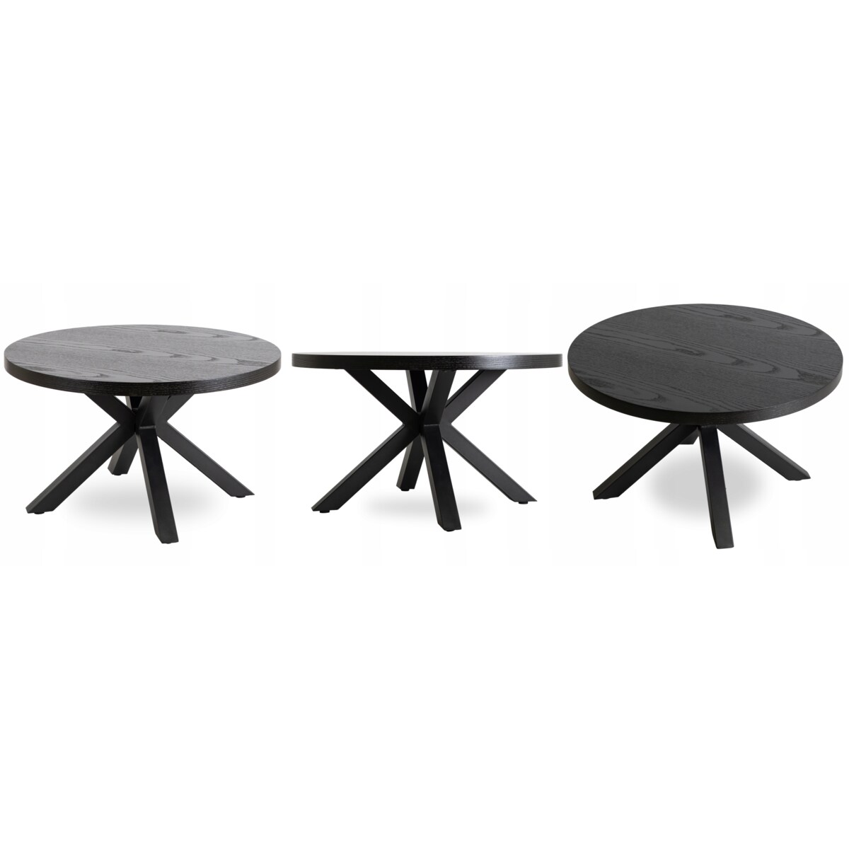 Stolik Kawowy Okrągły Mały Czarny Loft Nowoczesny Ława Czarna LINCOLN