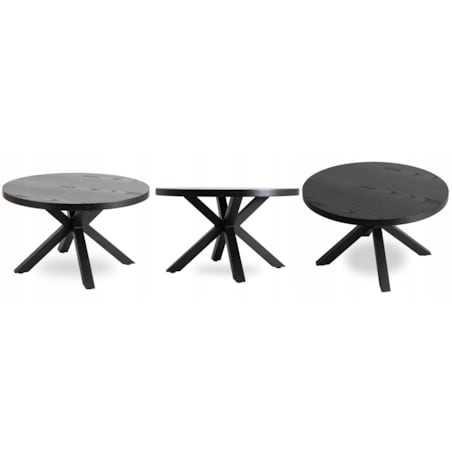 Stolik Kawowy Okrągły Mały Czarny Loft Nowoczesny Ława Czarna LINCOLN