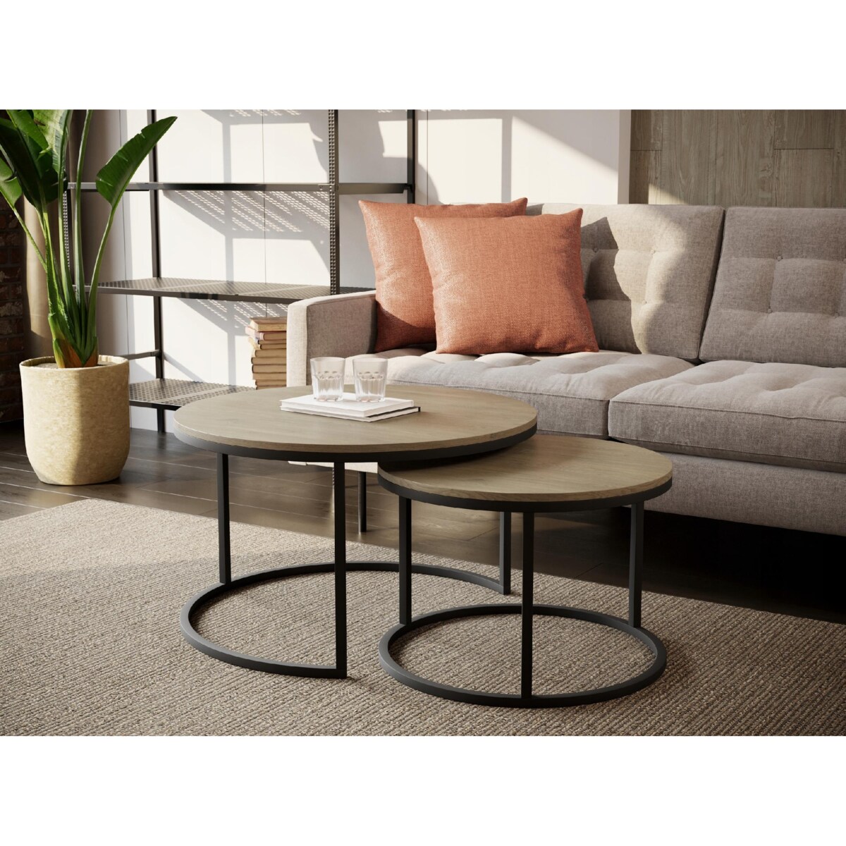 Stolik Kawowy CREMONA LOFT DUO 2w1 Okrągły Zestaw Styl SKANDYNAWSKI JAPANDI