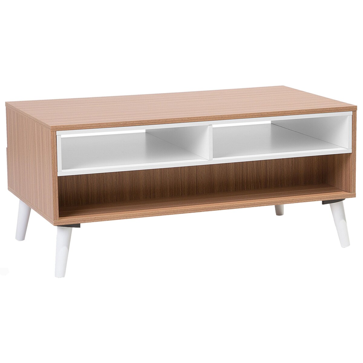 Stolik kawowy z szufladami ciemne drewno ALLOA